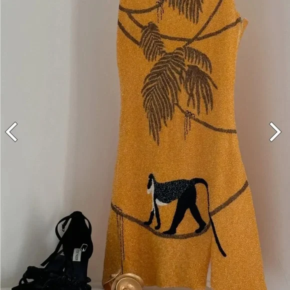 Oceanus Crystal St. Barth Hand-Beaded Crystal Dress- Yellow, size Xs - Picture 4 of 4